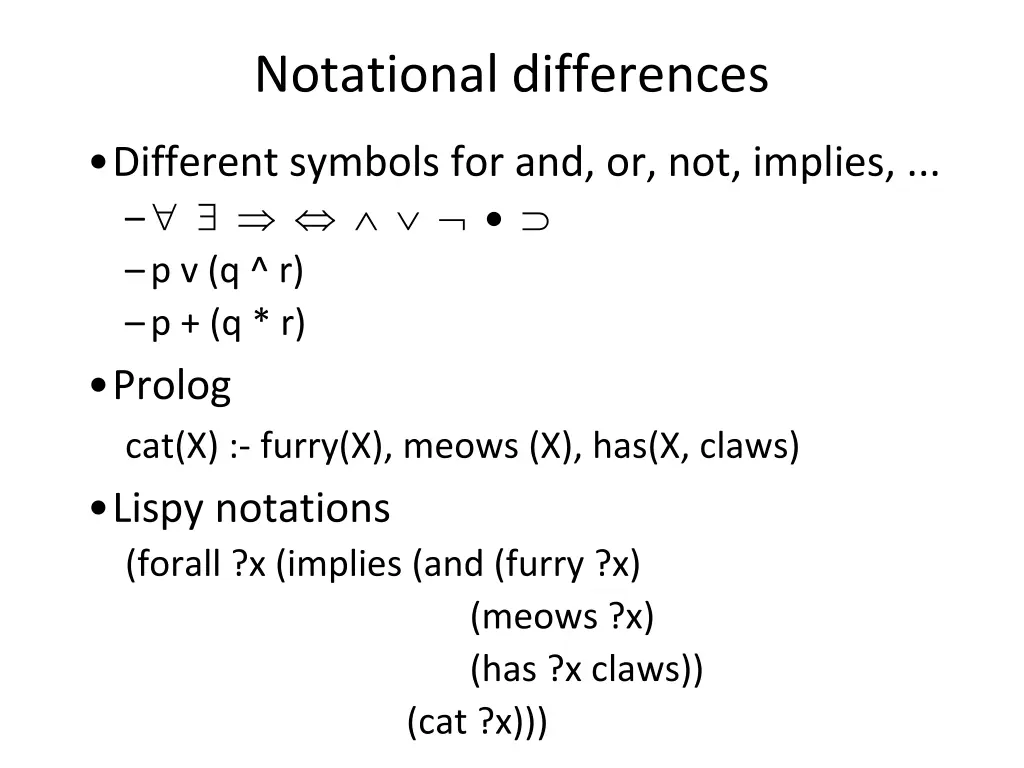 notational differences