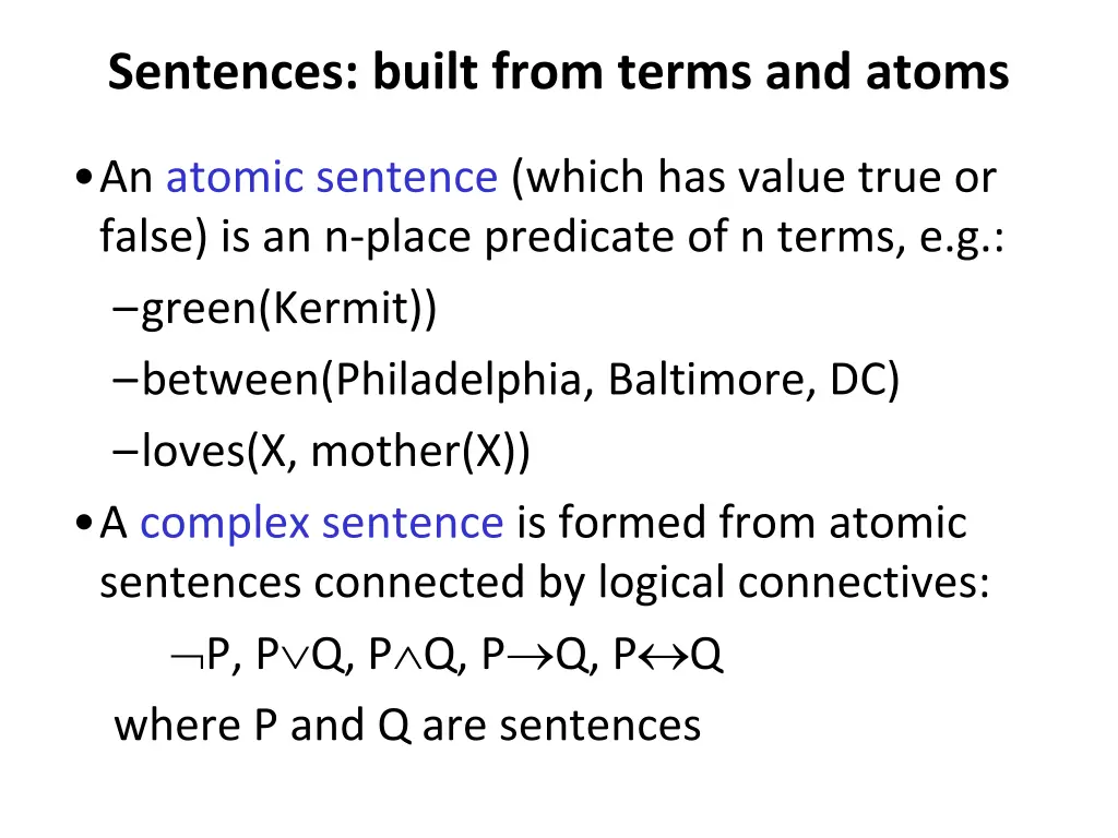 sentences built from terms and atoms 1