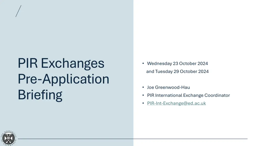 pir exchanges pre application briefing 1