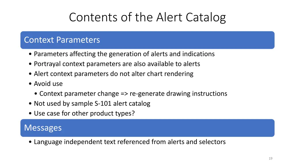 contents of the alert catalog