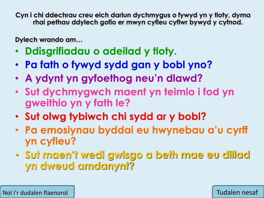 cyn i chi ddechrau creu eich darlun dychmygus