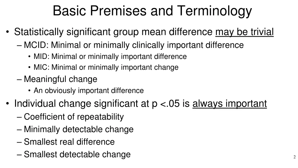 basic premises and terminology