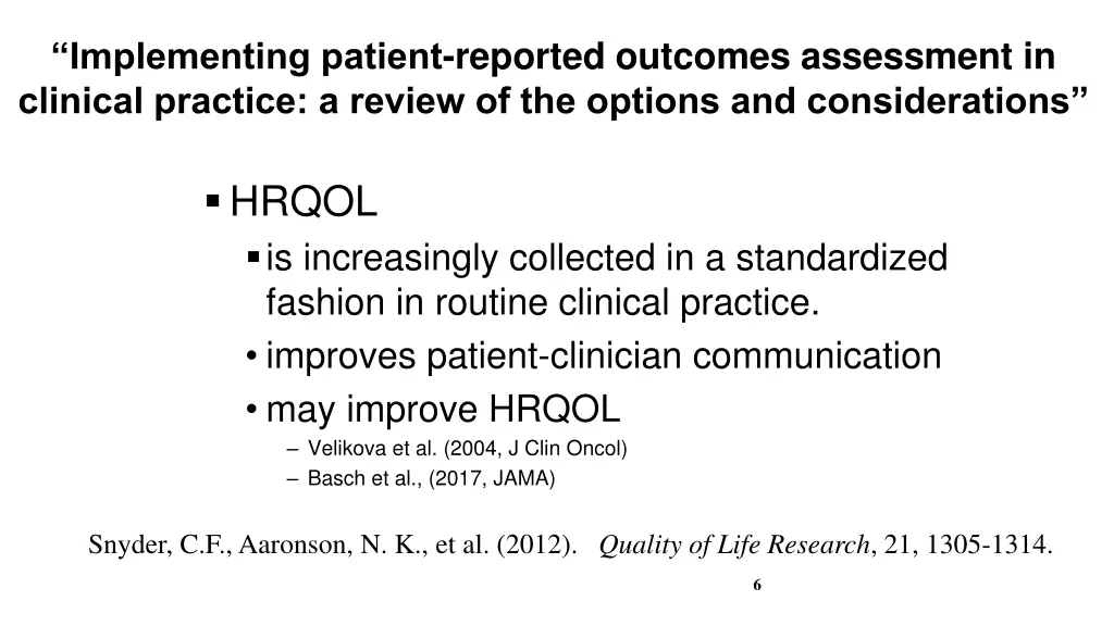 implementing patient reported outcomes assessment