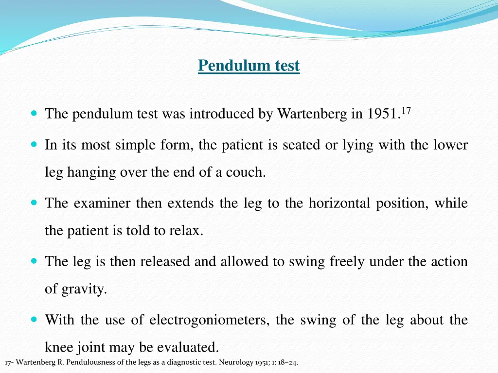 pendulum test