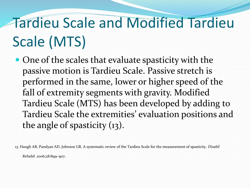 tardieu scale and modified tardieu scale mts