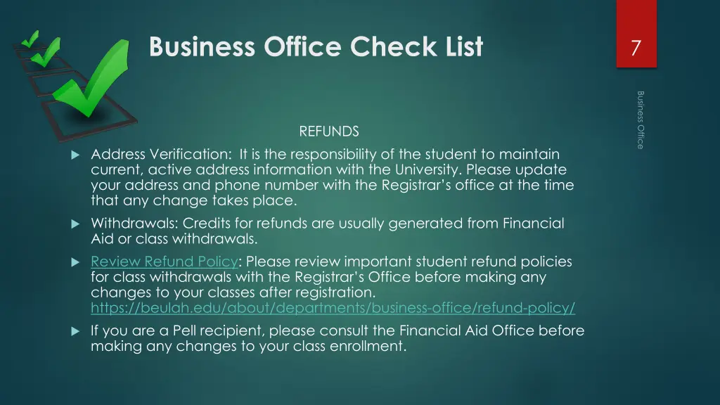 business office check list