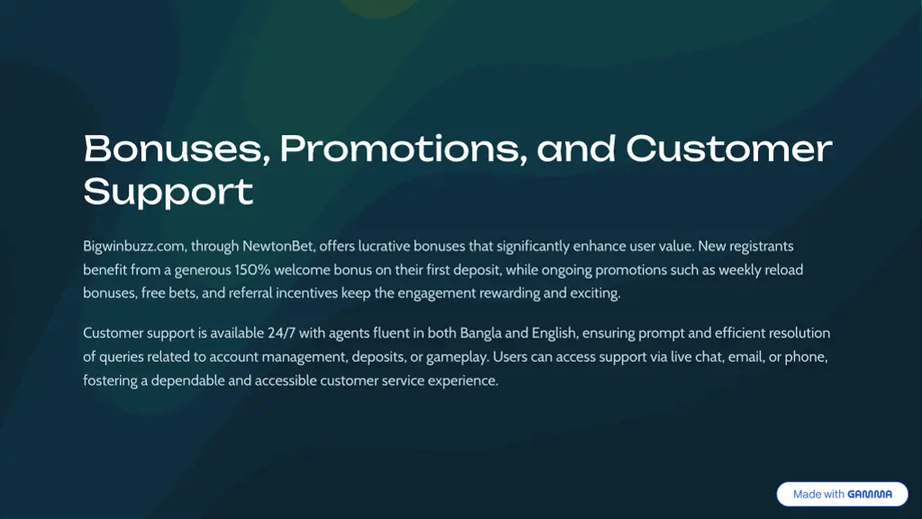 bonuses promotions and customer support