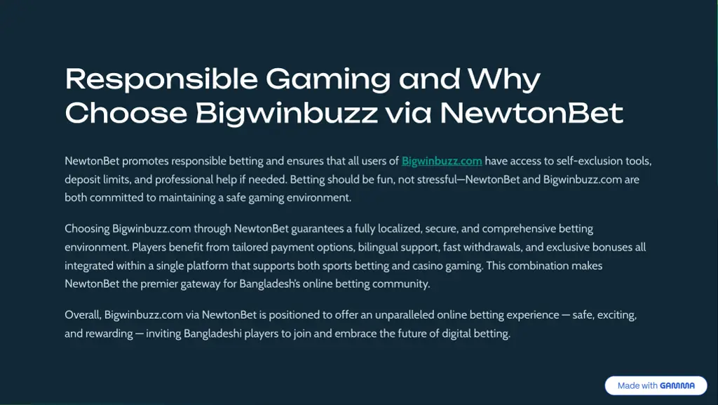 responsible gaming and why choose bigwinbuzz