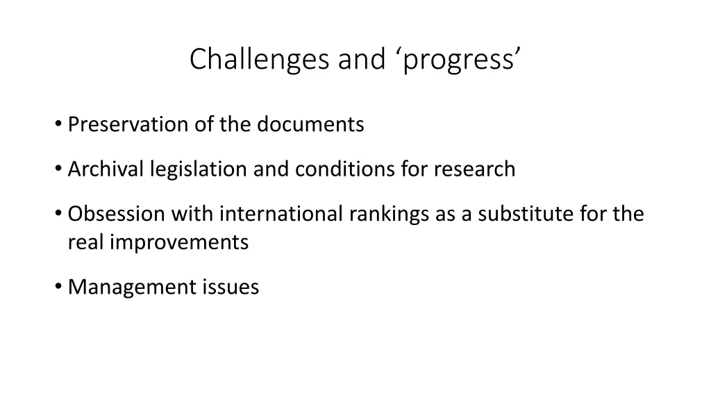 challenges and progress