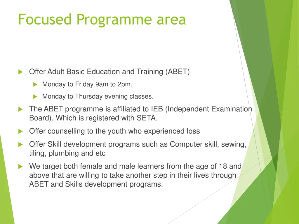 focused programme area