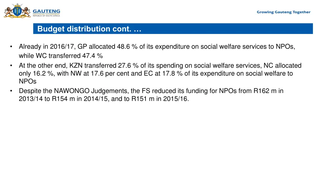 budget distribution cont