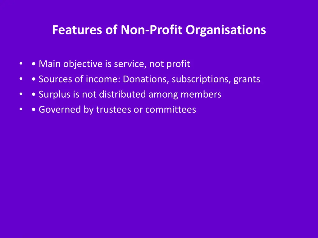 features of non profit organisations