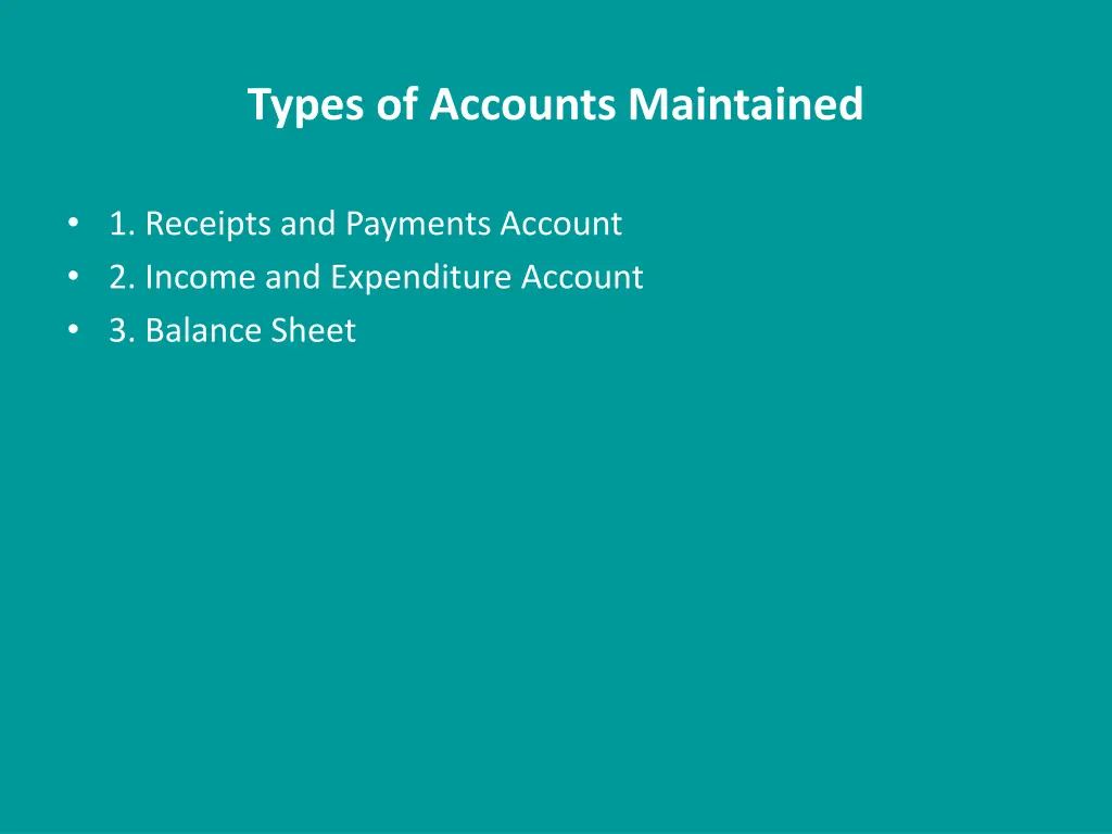 types of accounts maintained