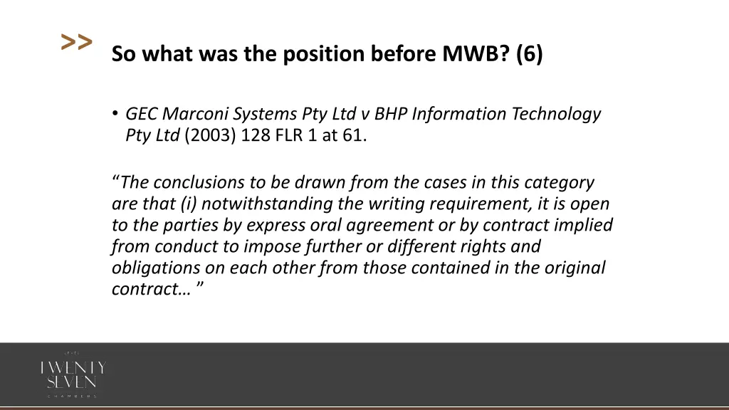 so what was the position before mwb 6
