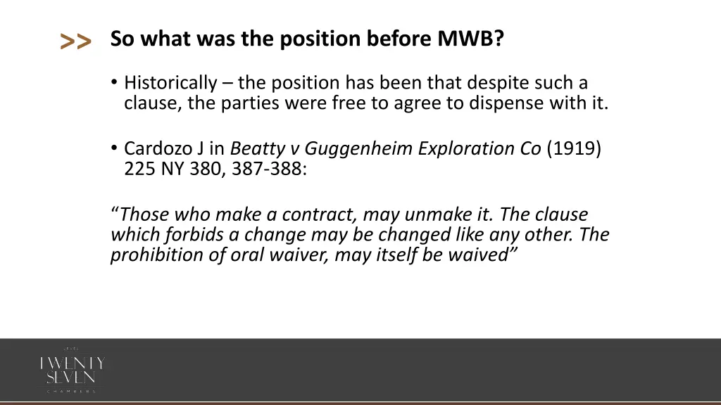 so what was the position before mwb