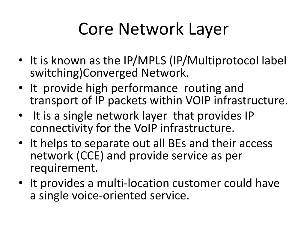 core network layer