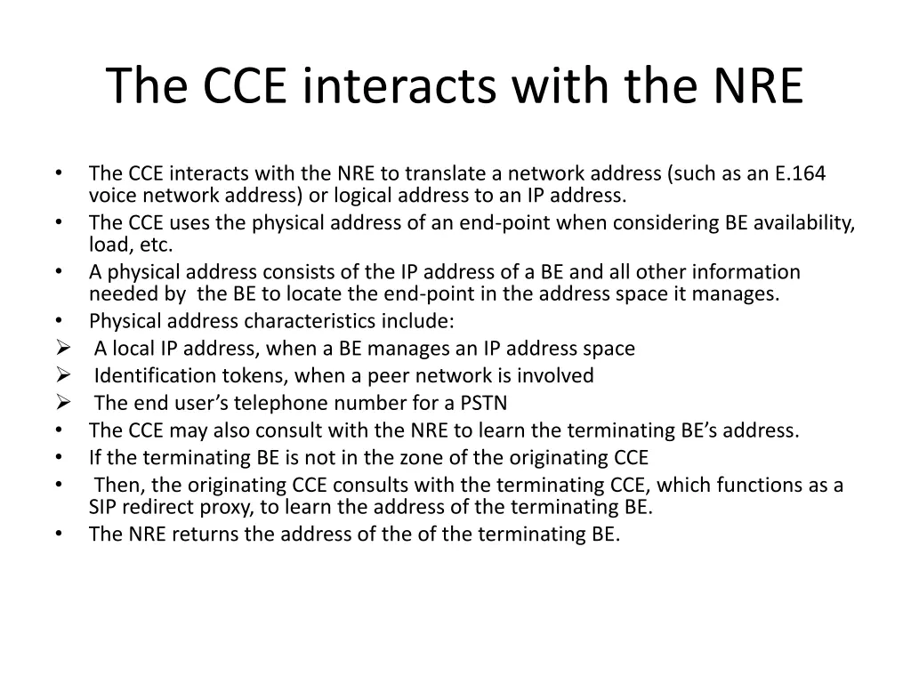 the cce interacts with the nre