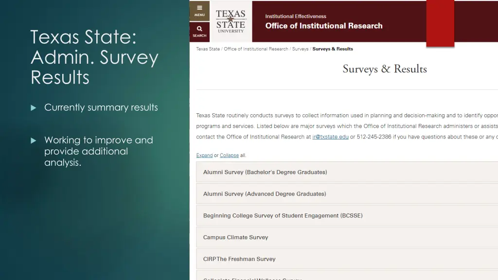 texas state admin survey results