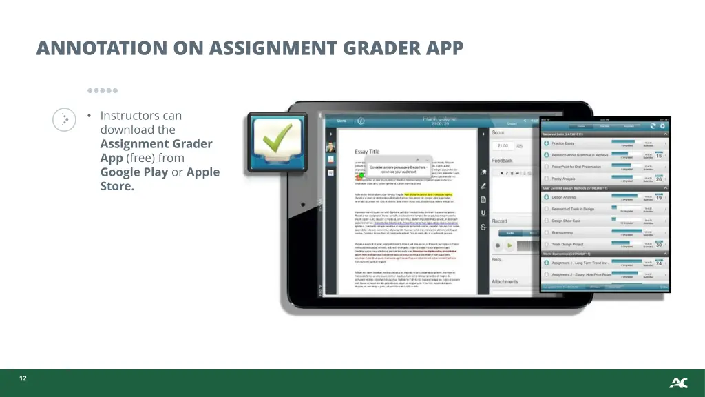 annotation on assignment grader app