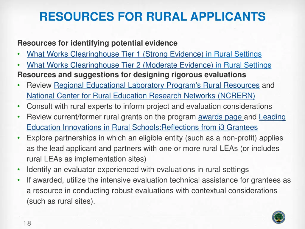 resources for rural applicants