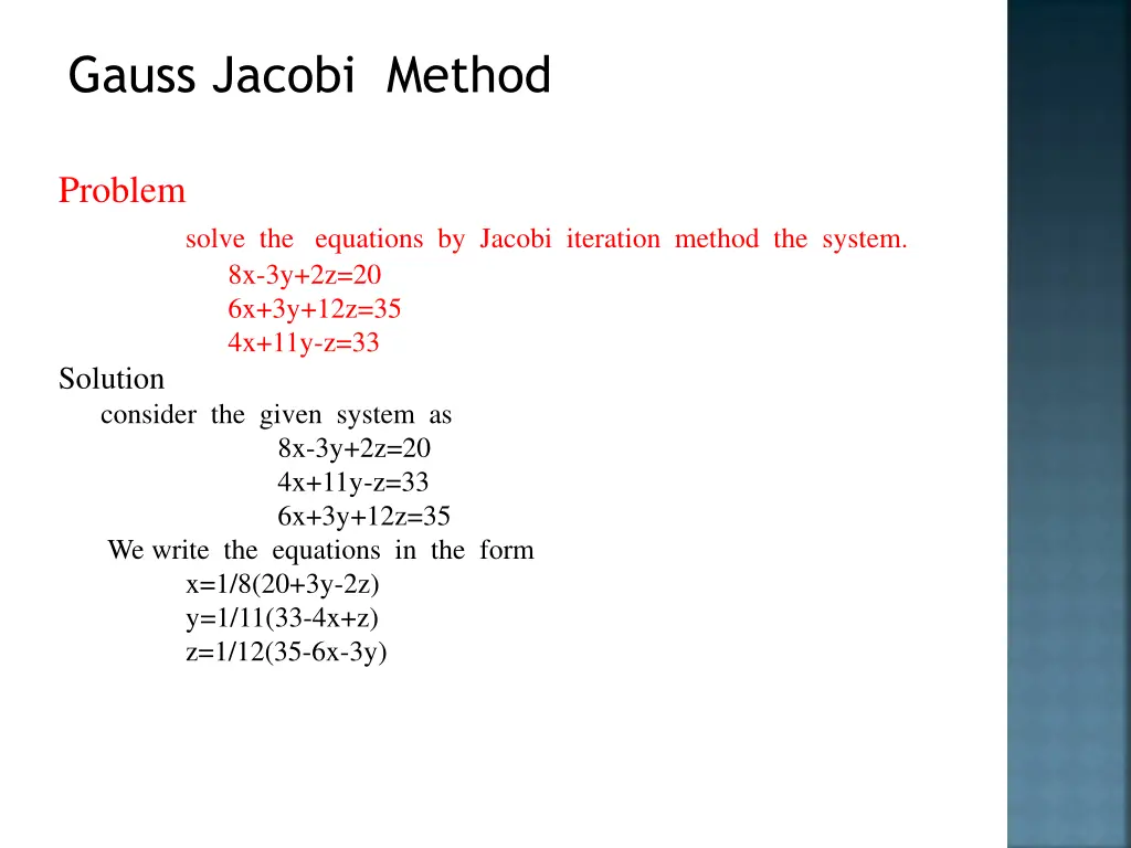 gauss jacobi method