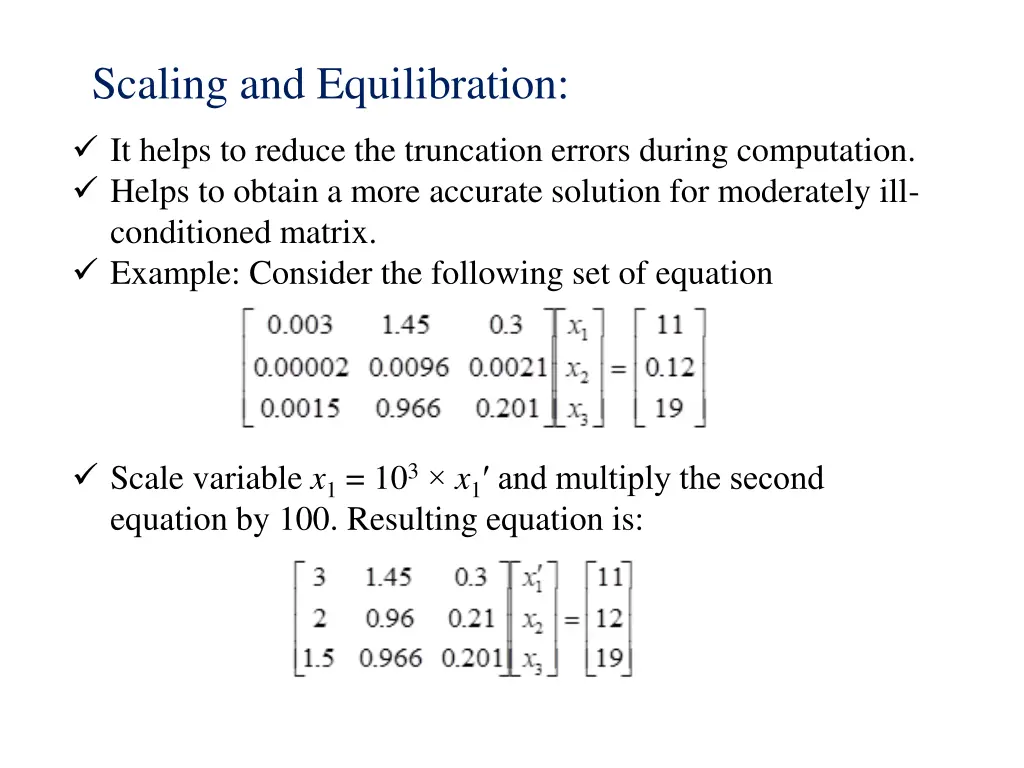scaling and equilibration