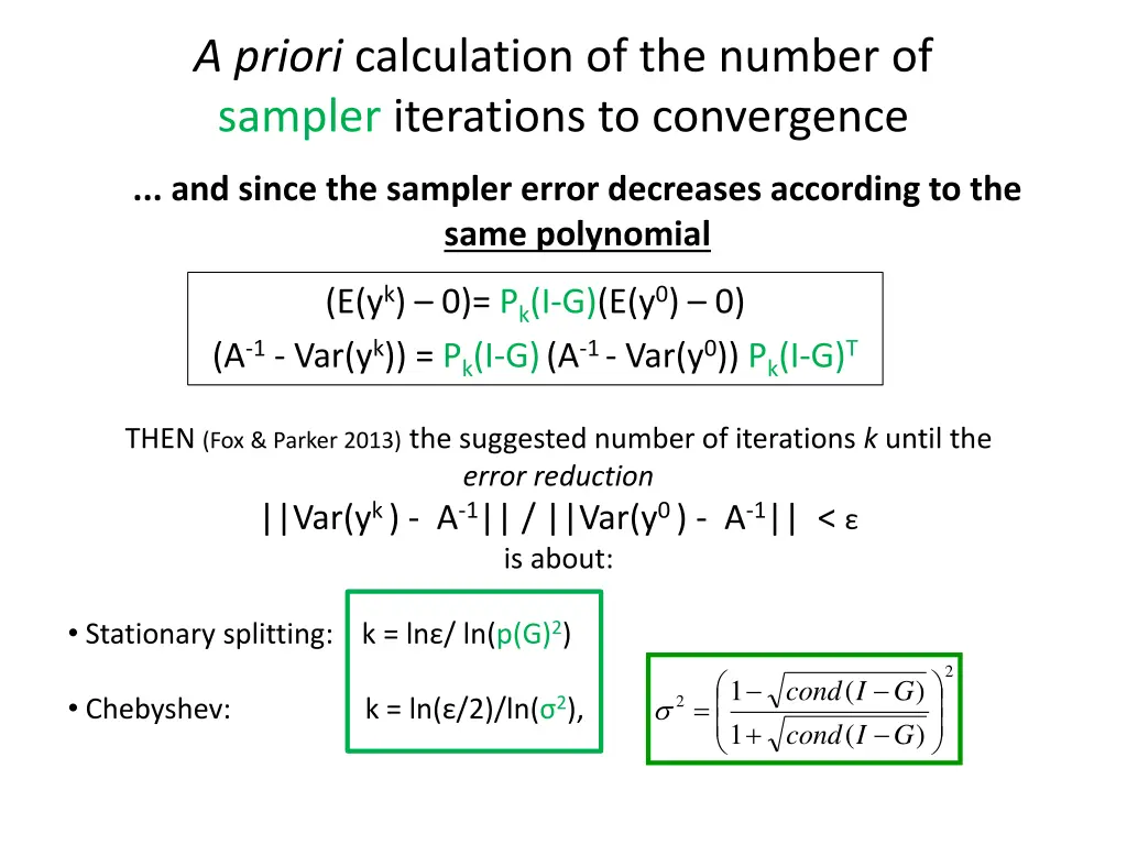 a priori calculation of the number of sampler 1