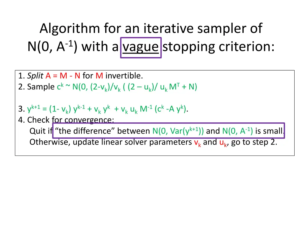 algorithm for an iterative sampler