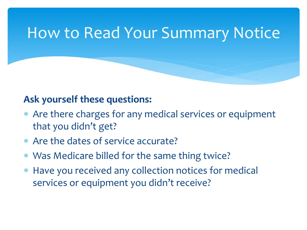 how to read your summary notice