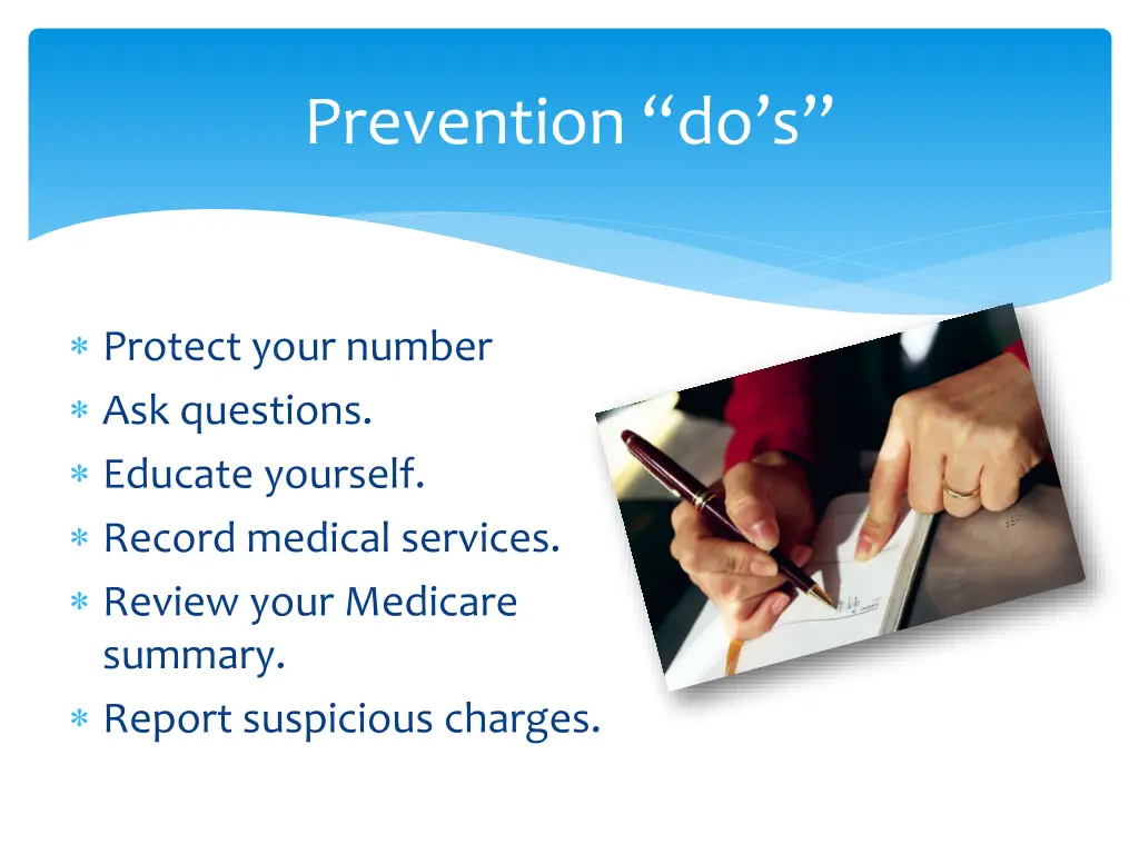 prevention do s
