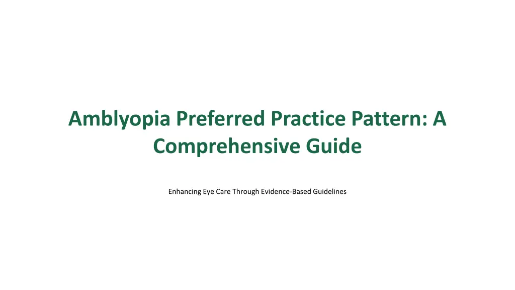 amblyopia preferred practice pattern