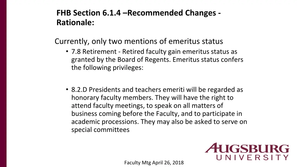 fhb section 6 1 4 recommended changes rationale