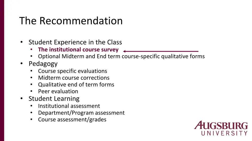 the recommendation