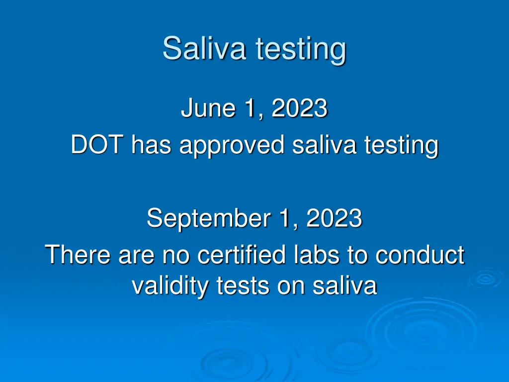saliva testing