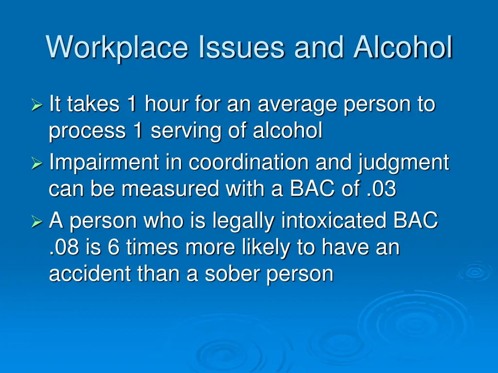 workplace issues and alcohol
