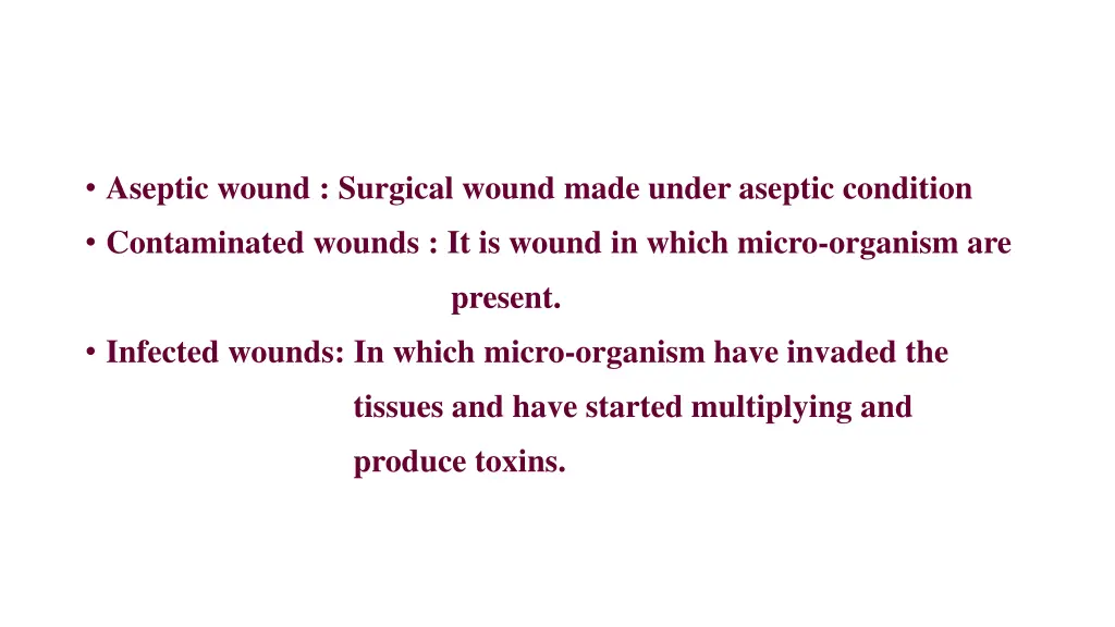 aseptic wound surgical wound made under aseptic