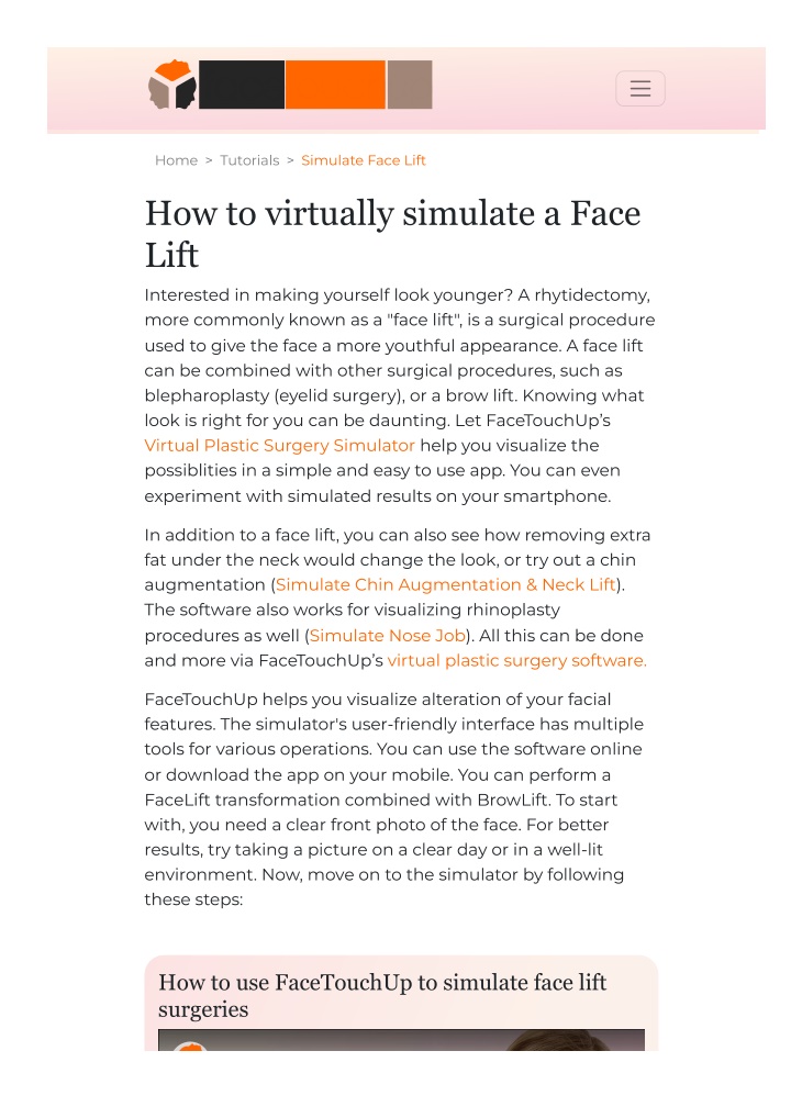 home tutorials simulate face lift