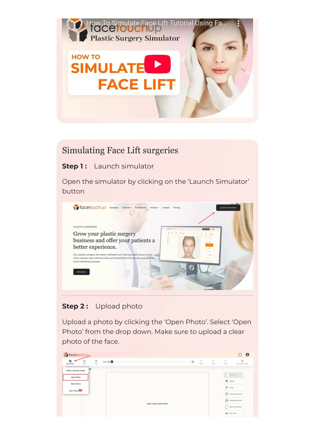 how to simulate face lift tutorial using