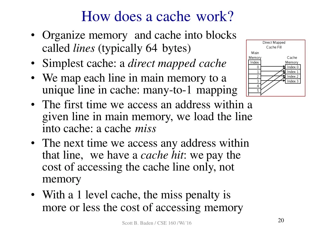 how does a cache work organize memory and cache