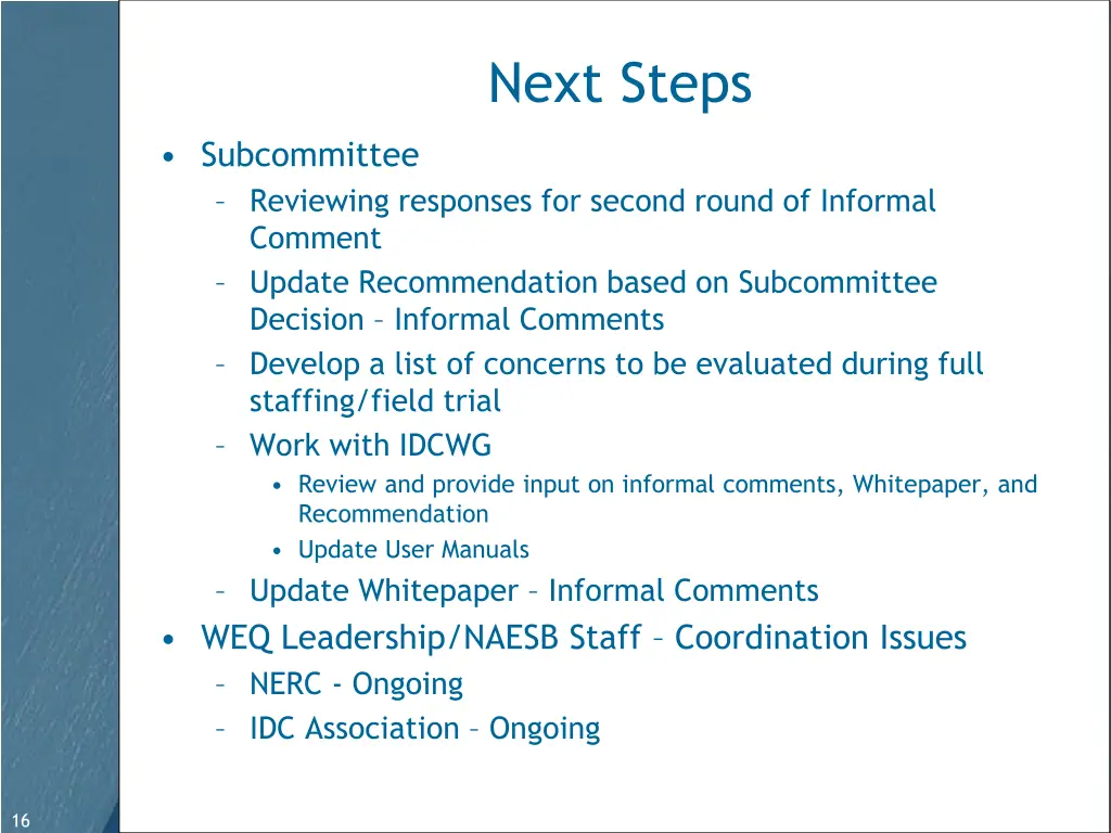 next steps