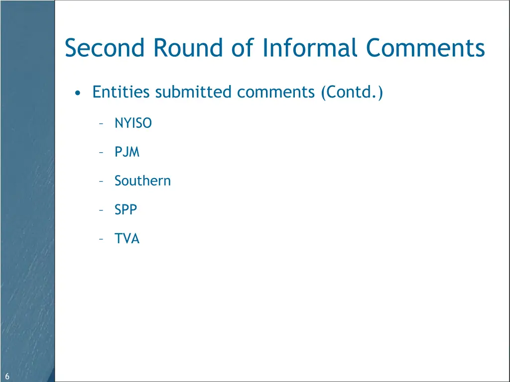 second round of informal comments 1