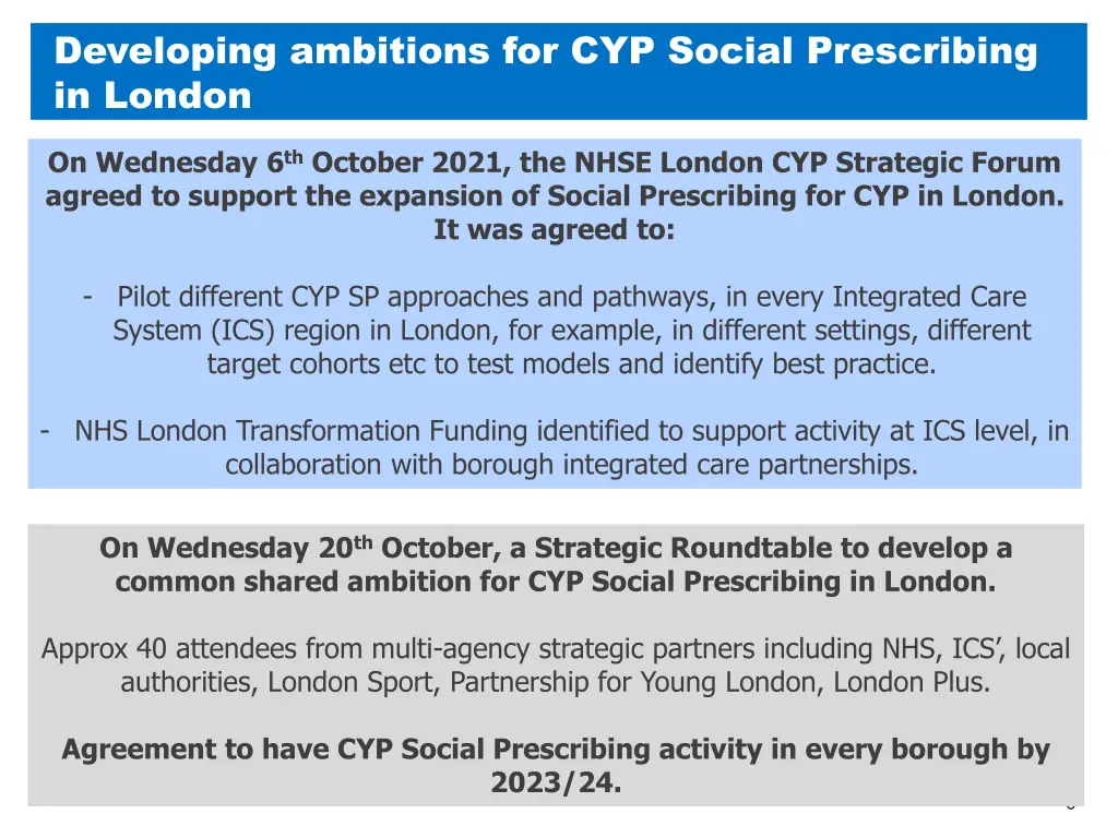 developing ambitions for cyp social prescribing