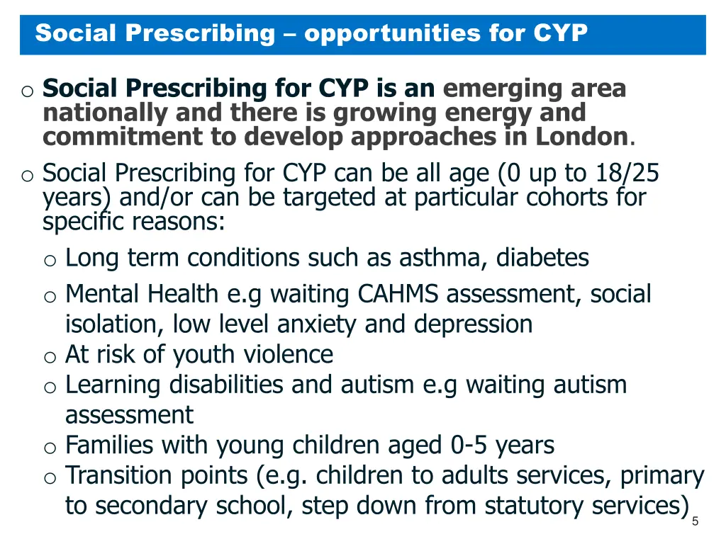 social prescribing opportunities for cyp