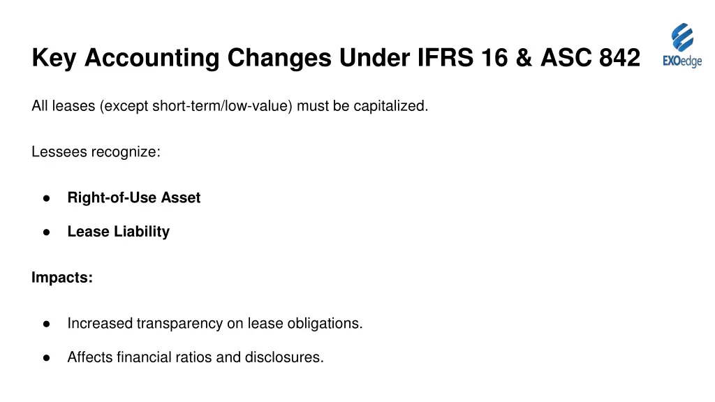 key accounting changes under ifrs 16 asc 842