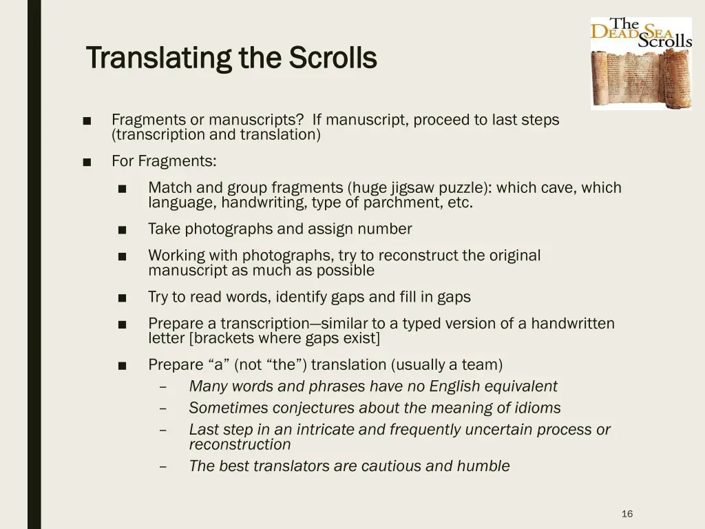 translating the scrolls translating the scrolls