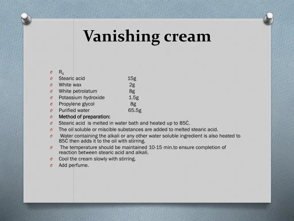 vanishing cream
