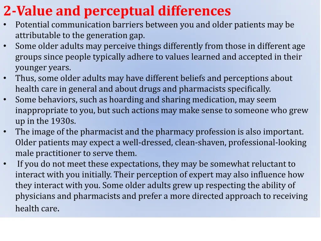 2 value and perceptual differences potential