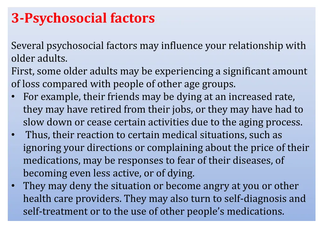 3 psychosocial factors