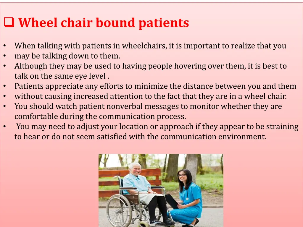 wheel chair bound patients