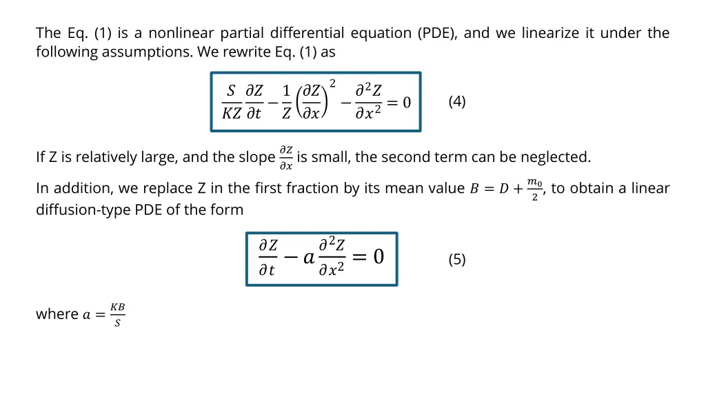 the eq 1 is a nonlinear partial differential